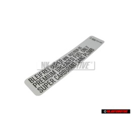 Genuine VW Sticker Unleaded 95 OCT - 034010006C