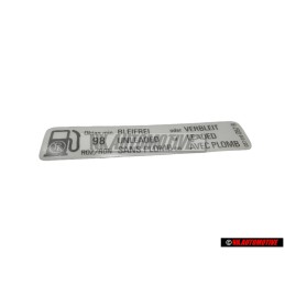 Genuine VW Sticker 98 OCT - 037010057R