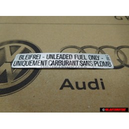 Genuine VW Sticker Unleaded Fuel Only - 000010018C