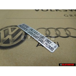 Genuine VW Sticker Unleaded Fuel Only - 000010018C