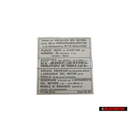 Genuine VW Front Windshield Sticker First 100 Miles - 171000301B