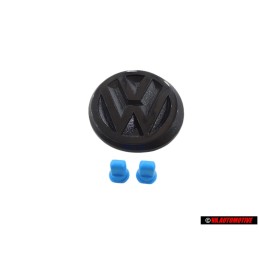 Set For VW Golf Cabriolet Rear Boot Badge Emblem Black 50mm w/Clips