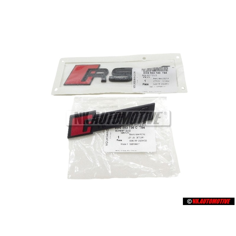 Genuine Audi SET Front Grill & Rear Boot Badge Emblem Black - RS4 B9 (8W)