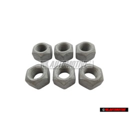 6x Genuine VW Exhaust, Rear Shock Absorber Hexagon Nut M10 - N 10209009