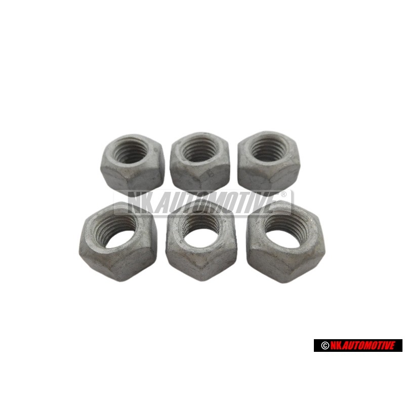 6x Genuine VW Exhaust, Rear Shock Absorber Hexagon Nut M10 - N 10209009