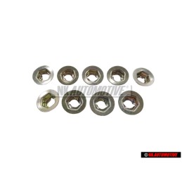 9x Genuine VW Rear Heat Shield Nut, Thread Cutting - N 0386011