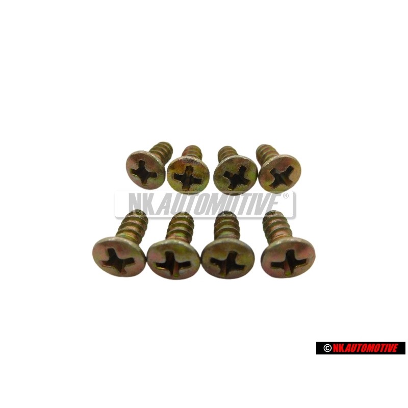 8x Genuine VW Oval Hd. Csk. Self-Tapp. 
