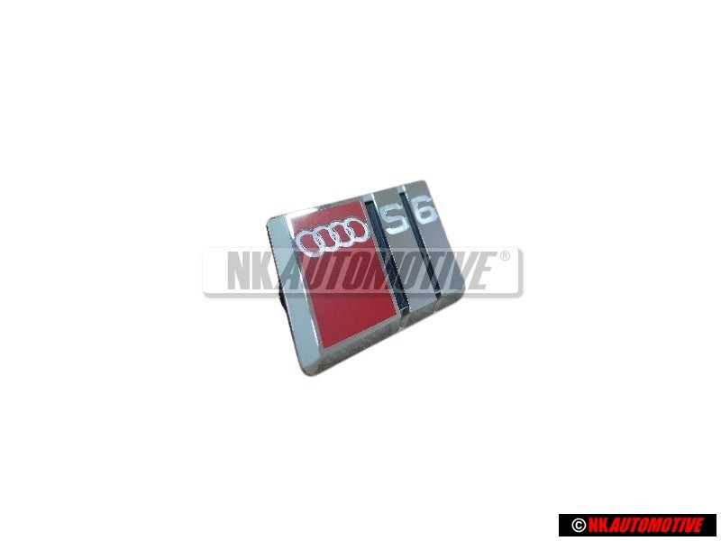 Genuine Audi S6 Steering Wheel Badge Emblem Chrome Red - 4A0419685A