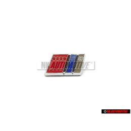 Genuine Audi S6 PLUS Steering Wheel Badge Emblem Chrome Red Blue - 4A0419685C