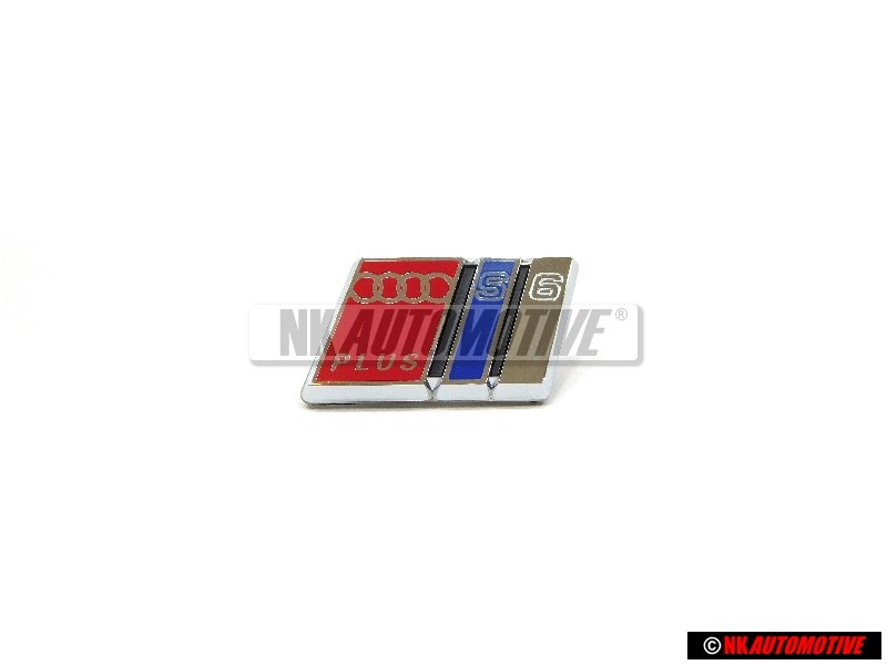Genuine Audi S6 PLUS Steering Wheel Badge Emblem Chrome Red Blue - 4A0419685C