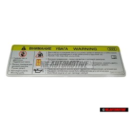 Genuine Audi Sign 'Caution' High Voltage, Turn Off Engine - 8K0010520F