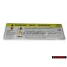 Genuine Audi Sign 'Caution' High Voltage, Turn Off Engine - 8K0010520F