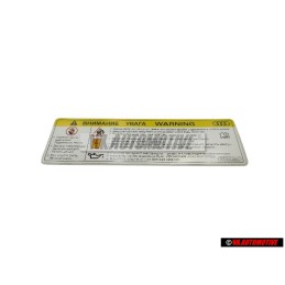 Genuine Audi Sign 'Caution' High Voltage, Turn Off Engine - 8K0010520F