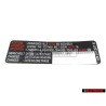 Genuine VW Sticker 'Attention' Change The Toothed Belt Every Km/M - 028010227E