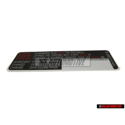 Genuine VW Sticker 'Attention' Change The Toothed Belt Every Km/M - 028010227E
