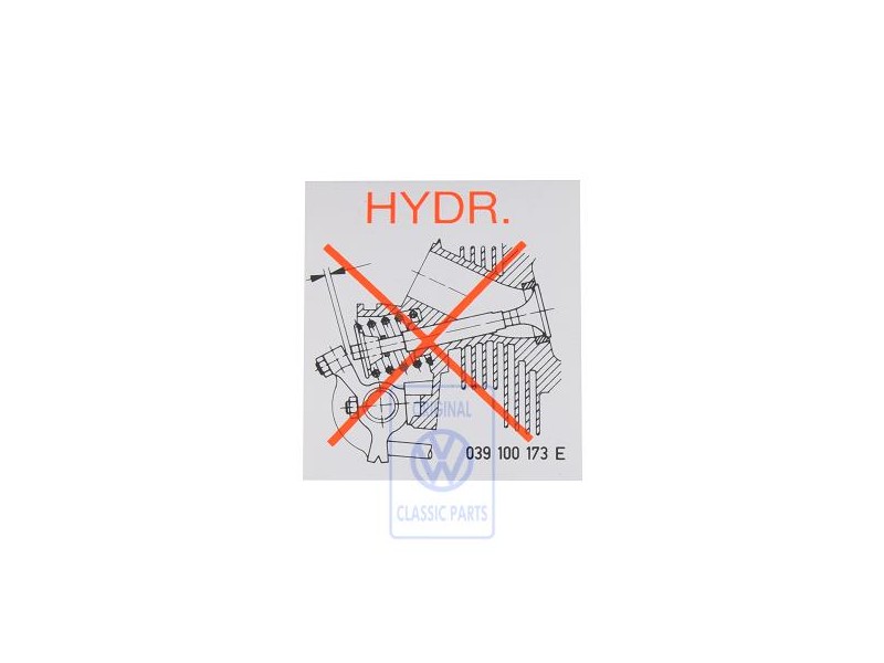 Genuine VW Sticker For Valve Clearance Deletion - 039100173E