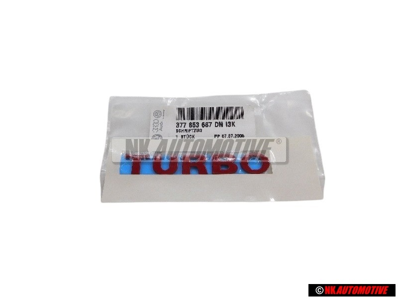 Genuine VW TURBO Side Badge Emblem Red - 377853687DNI3K