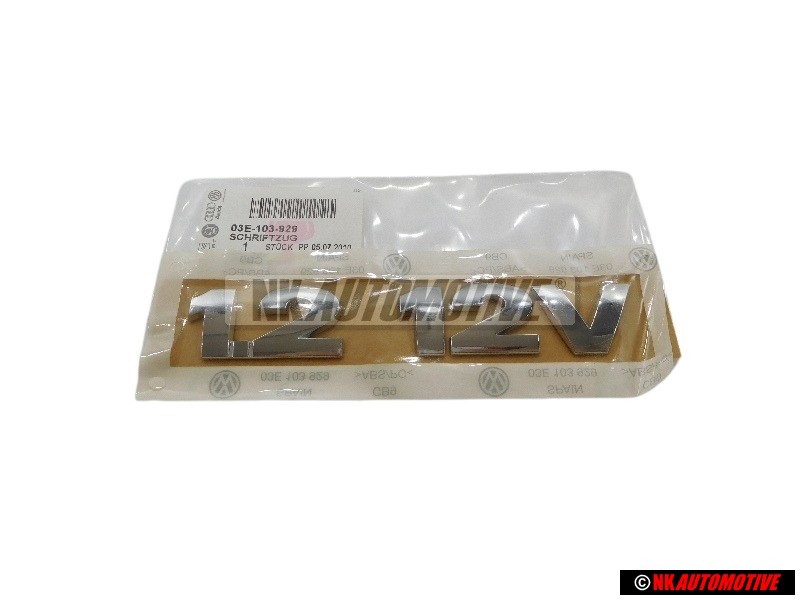Genuine VW 1.2 12V Rear Boot Badge Emblem Chrome - 03E103929