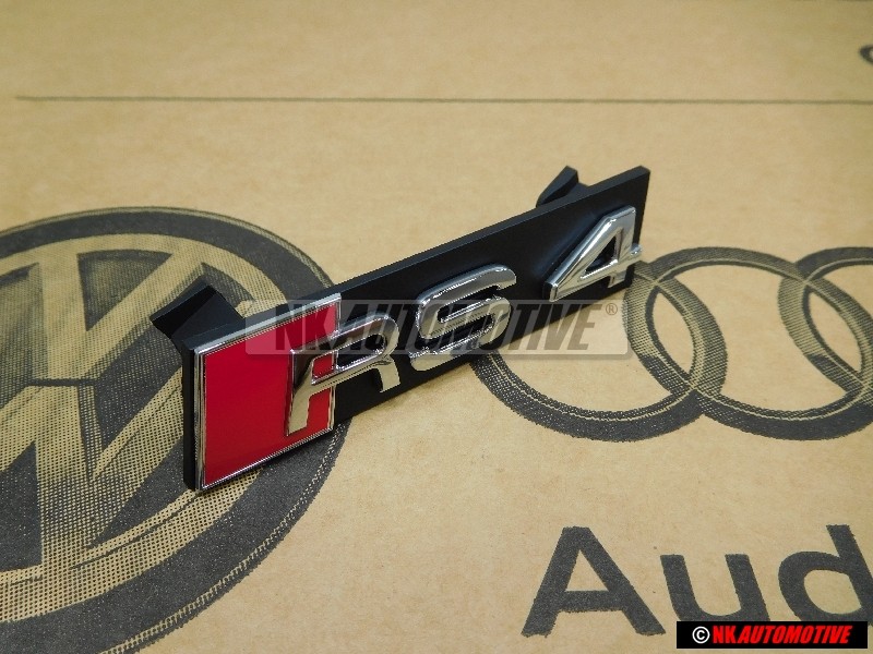 Genuine Audi RS4 Front Grill Badge Emblem Black Chrome Red - 8E0853736E 2ZZ