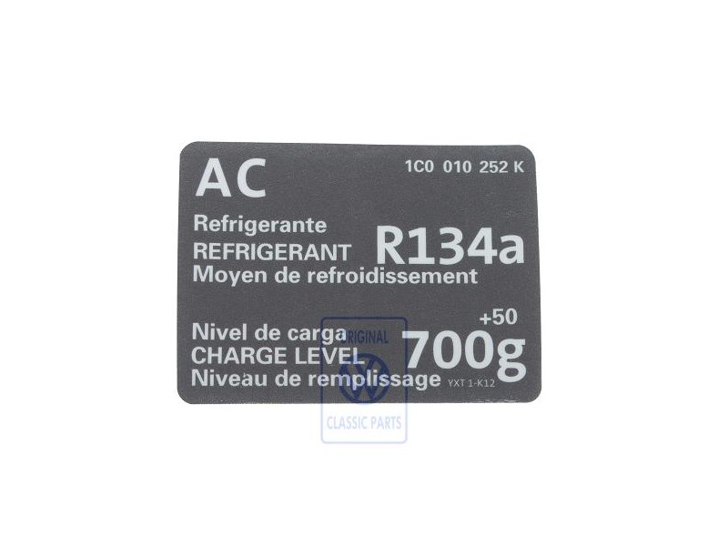 Genuine VW Sticker For Air Conditioner - 1C0010252K