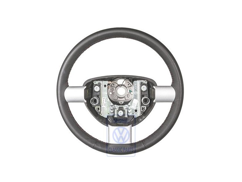 Genuine VW Steering Wheel (Leather) Black/Red - 1C0419091BTTBH