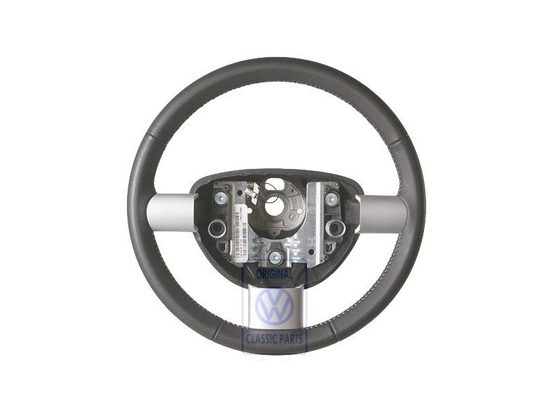 Genuine VW Steering Wheel (Leather) Black/White - 1C0419091DCYXX