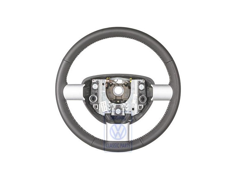 Genuine VW Steering Wheel (Leather) Black/White - 1C0419091DFYXX