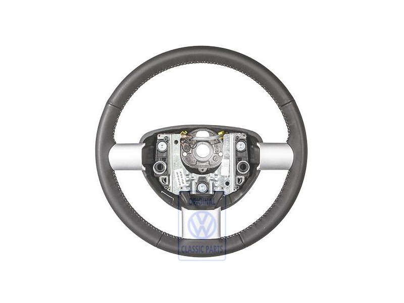 Genuine VW Steering Wheel (Leather) Black/White - 1C0419091DGYXX