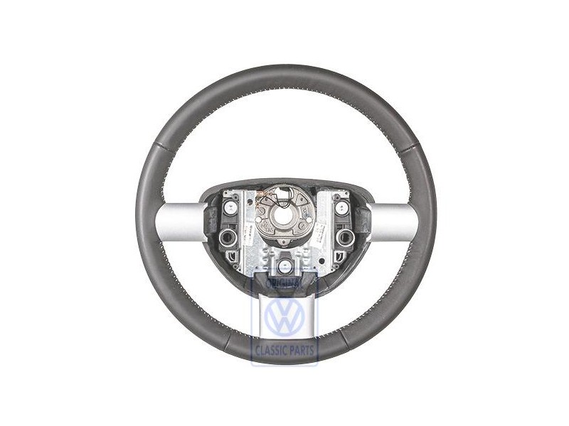 Genuine VW Steering Wheel (Leather) Black/White - 1C0419091DHYXX