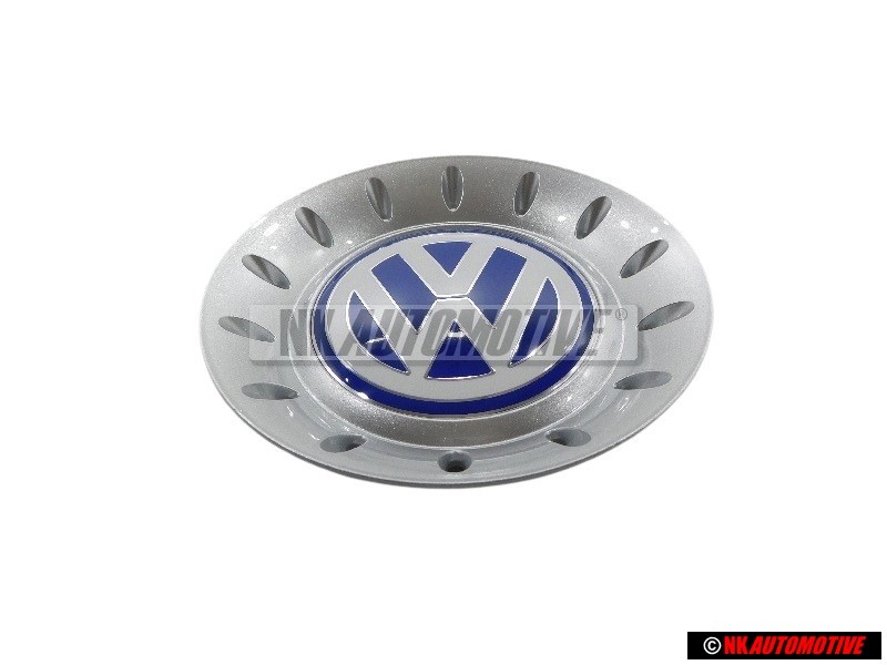 Genuine VW Hub Cap Bright Silver/Blue/White - 1C0601149C GTT