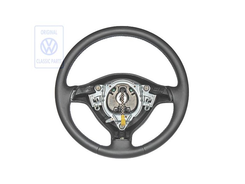 Genuine VW Steering Wheel (Leather) Black - 1E0419091F E74