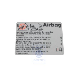 Genuine VW Sticker 'Airbag' When Using Child'S Seat - 1H0010084