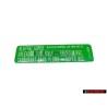 Genuine VW Sticker Min. Roz. 91 Bleifrei Super - 034010018N