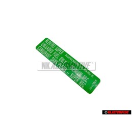 Genuine VW Sticker Min. Roz. 91 Bleifrei Super - 034010018N