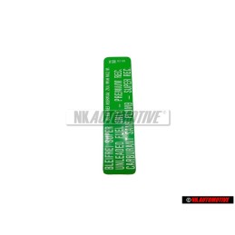Genuine VW Sticker Min. Roz. 91 Bleifrei Super - 034010018N