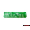 Genuine VW Sticker Min. Roz. 91 Bleifrei Super - 034010018N