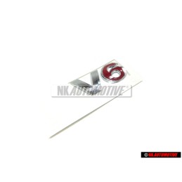 Genuine VW V6 Rear Badge Emblem Chrome Red - 1J0853675H GQF